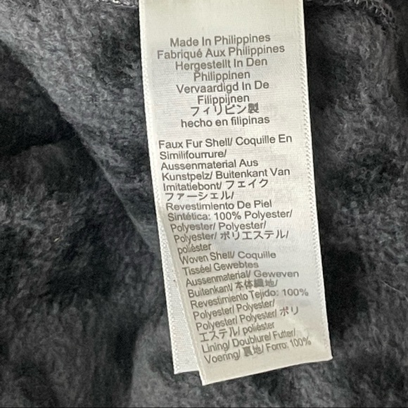 J.CREW NWT QUILTED BUTTON NECK SHERPA TUNIC JACKET GRAY BLACK LEOPARD PRINT SMAL - Picture 9 of 10